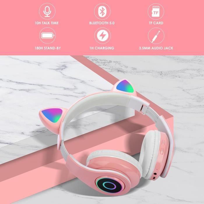 Casque Bluetooth - Sendowtek - B39 - Pliable - Micro intégré - Rose pour Enfants