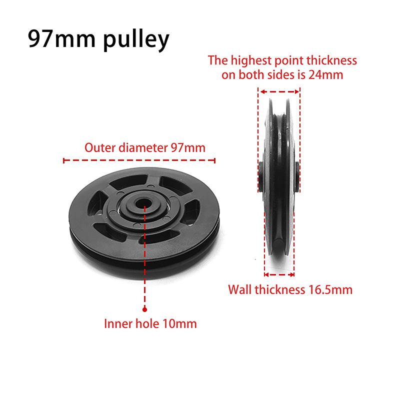 Fitness Equipment Parts Pulley Wheel Round Black Wheel Cable Gym Fitness Equipment Part Exercise Machine Part Accessory
