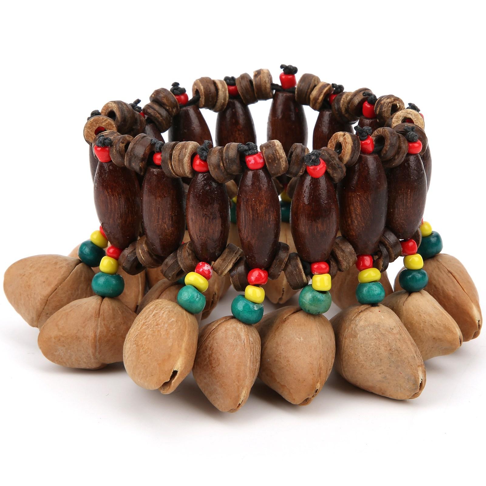 Painter Women's African Drum Bracelet Handmade Nut Shell Handbell Percussion Musical Instrument Supplies