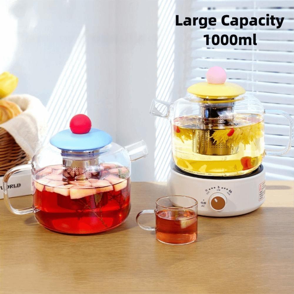 1000ml Glass Teapot Borosilicate Glass 304 Stainless Steel Tea Maker Removable Infuser Heat Resistant Tea Kettle Travel rosa