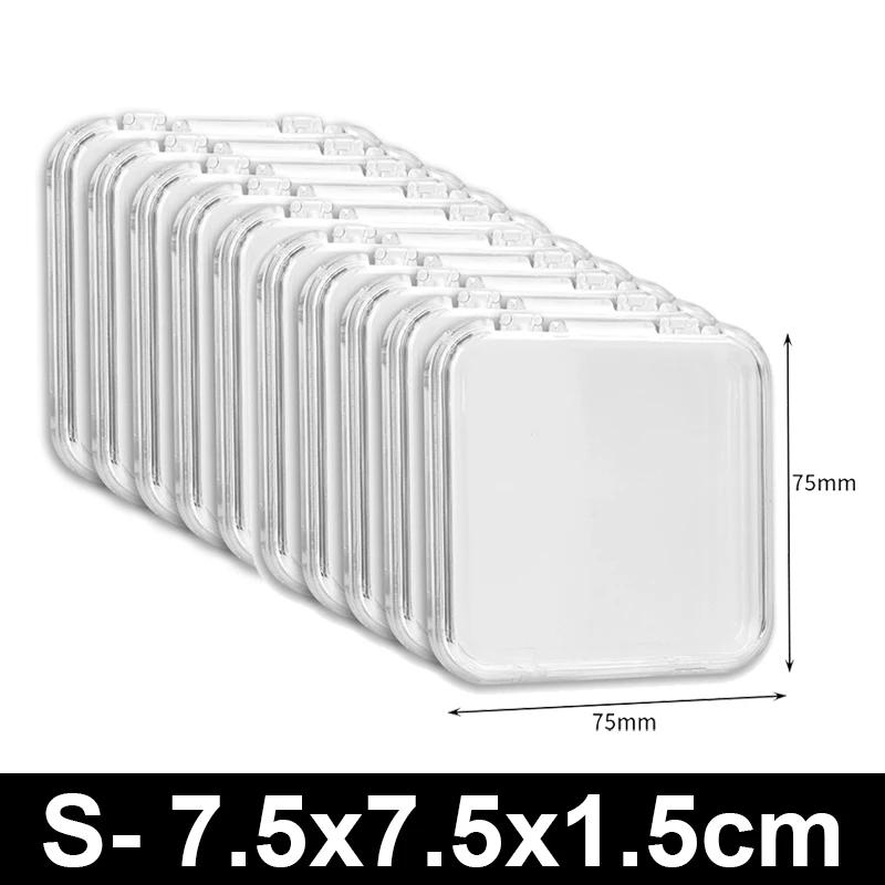 

Прозрачная акриловая коробка для хранения колец, серег, ожерелий, браслетов, коробочки для упаковки нейл-арта, мини-квадратный органайзер для ювелирных изделий 1PC