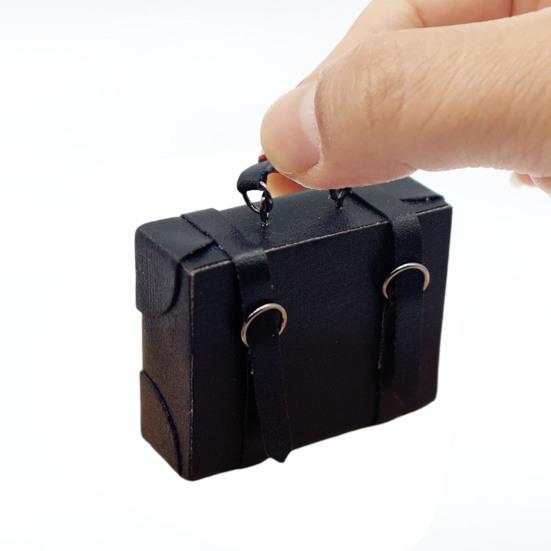 Dollhouse Miniature Suitcase Wood Briefcase DIY Handbag Ornament 1/6 1/12 Scale Dolls Accessories Photo Props Micro Landscape Decor