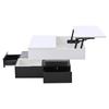 70*70*40cm Coffee Table with 360 degrees Rotating Tabletop, Double-Layer Living Room Table with 3 Drawers, Liftable Sofa Table, White+Black