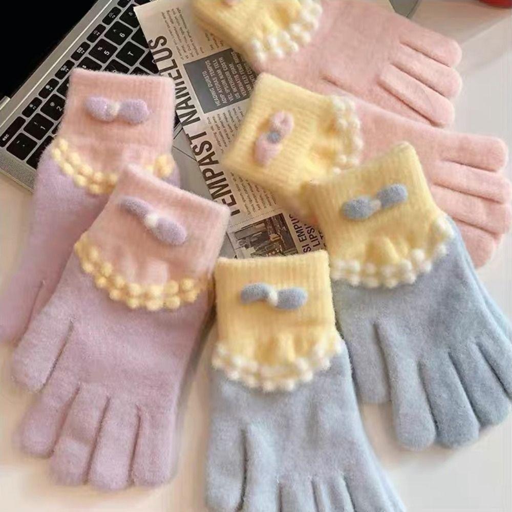 Korean Style Warm Knitted Gloves Touch-screen Riding Protective Mittens Daily Use