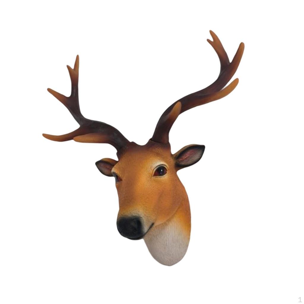 Deer Head Resin Sculpture Rustic Figurine Animal Statue Crafts Ornament for Office Farmhouse Home