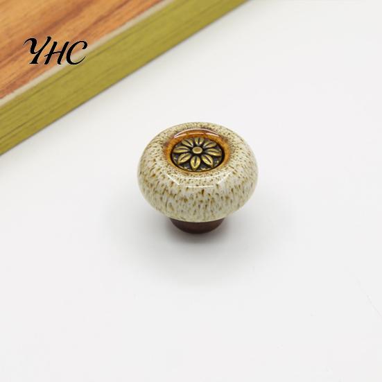 Cabinet Knobs Vintage Flower Carving Anti-rust Home Smooth Drawer Pulls Improvement Leopard Round Handle for Wardrobe