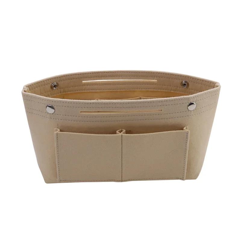 

Lazyer Women Portable Solid Color Felt Multi Pockets Cosmetic Handbag Storage Organizer Girls Make Up Bags