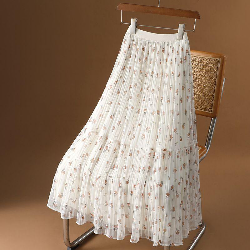 

Юбка средней длины с принтом и эластичной талией Женское длинное платье на половину тела с эластичной талией Apricot All yards