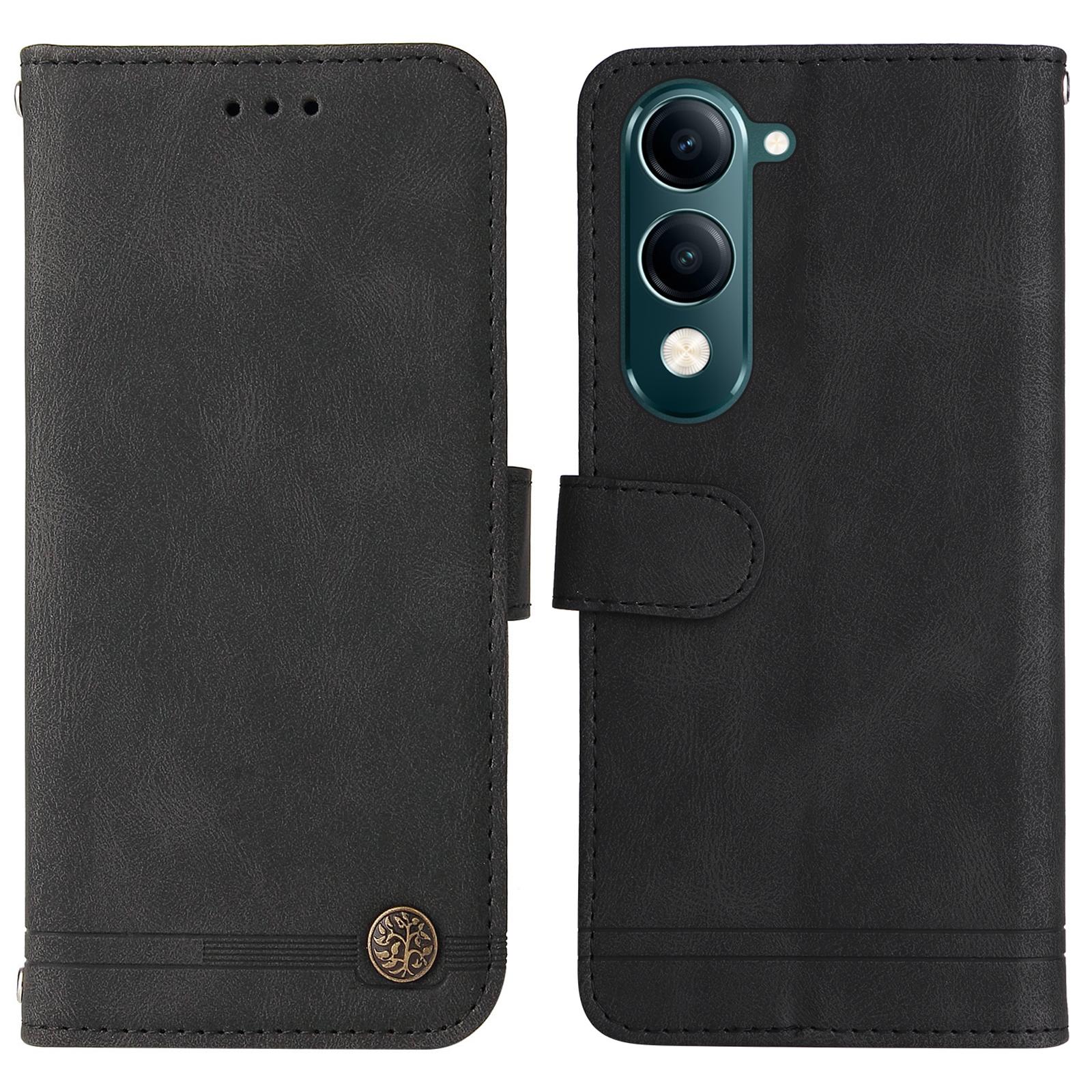 

Шкіряний чохол-гаманець із сенсорним екраном для vivo Y29s 5G/Y04 4G із підставкою та ремінцем Black