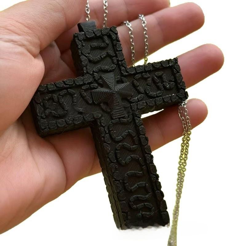 Retro Pendant Cross Necklace Double Layer Geometric Alloy Fashion Jewelry Women