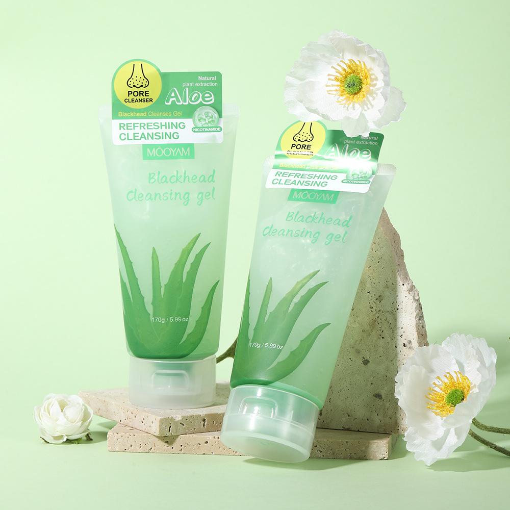 Aloe Vera Exfoliating Gel, Facial Blackhead and Pore Cleansing Gel, Gentle and Soothing Gel.