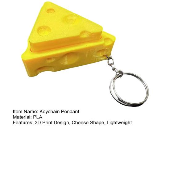 Keychain Pendant, Cheese Shape Button Rebound Fidget Toy, Mini Portable Stress Relief Toy for Backpack Car Key Accessory