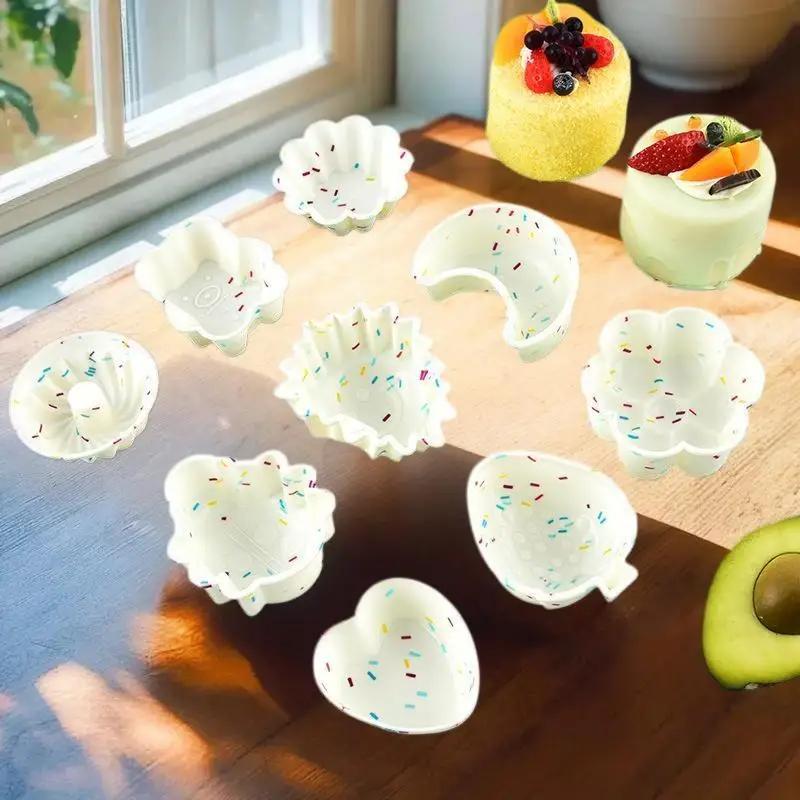 2pcs Colored Silicone Cake Cups High Temperature Resistant Muffin Mold for DIY Pudding & Cupcakes Baking