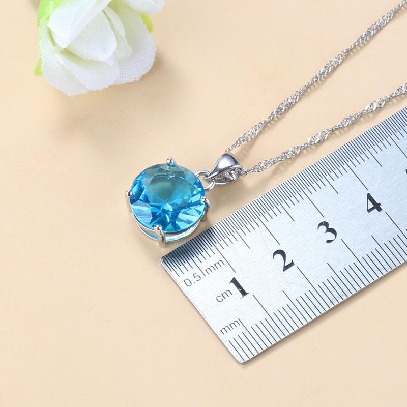 Bridal Wedding Round Moroccan Jewelry Sets With Stone Blue Cz Earrings And Necklace For Women Trendy Costume