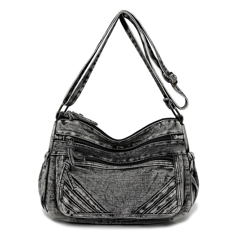 

Женский Ретро Вываренный Деним Многокарманный Кроссбоди и Рюкзак - Повседневный Нишевый Дизайн One Size чёрный