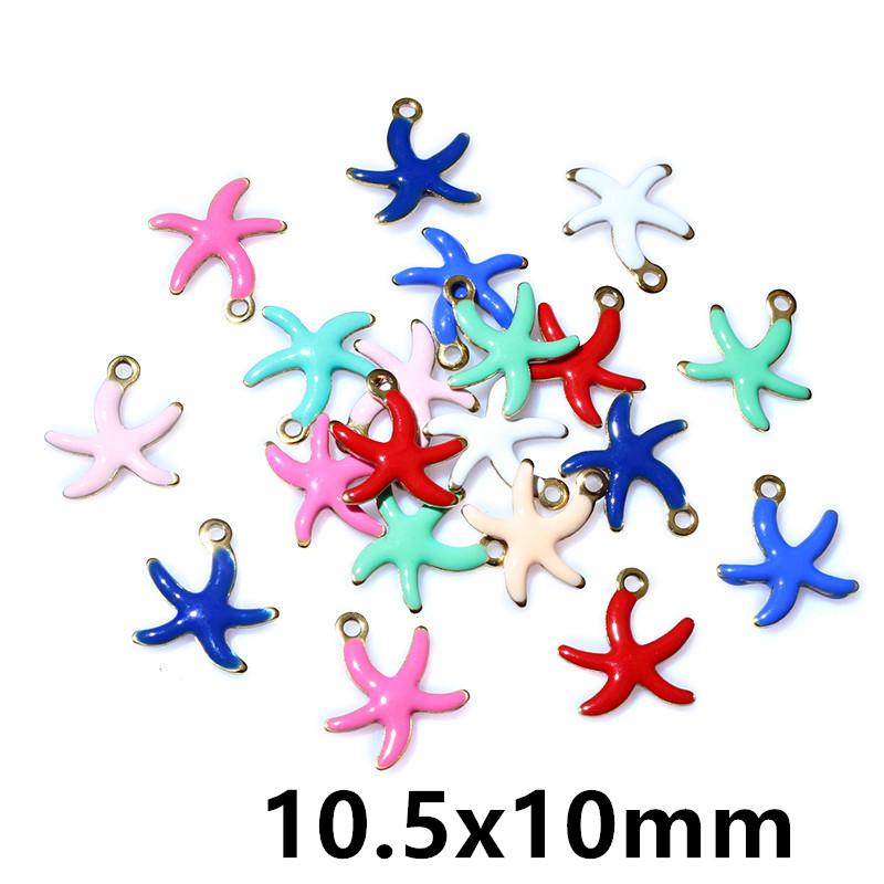 20pcs Random Mix Cute Stainless Steel Enamel Charms Pendant Fish Starfish Flower Evil Eyes DIY Jewelry Making Accessories
