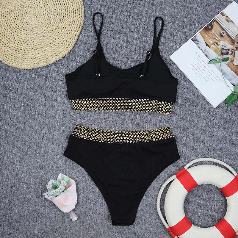 Women Swimwear Solid Color Sexy Fashion Bikini Textured Swimsuit Beach Bathing Suits Two-piece Bikinis Sets Bodysuit