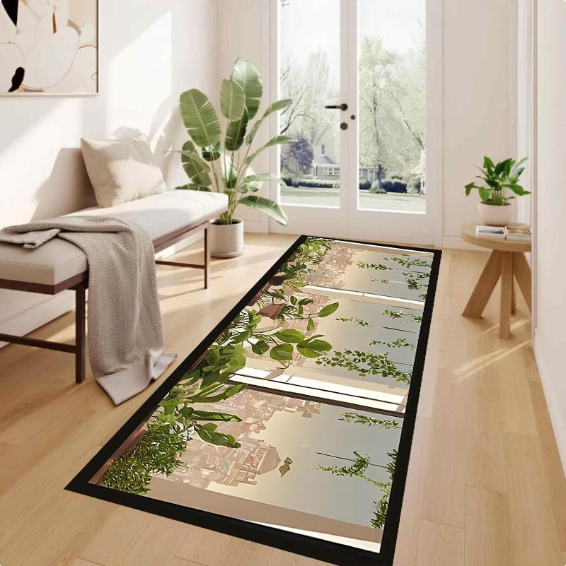 Green Non-slip Runner Rugs Soft Entrance Kitchen Carpet Floor Mat Home Decor Entryway Foot Mats Kitchen Staircase Long Rug Gift