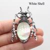 1Pc, Natural Stone Shell Beetle Pendant Brooch, Aura Healing Crystal Quartz Jade Gems Charms Brooch Pin for Jewelry Making DIY Halloween Crafts Gifts