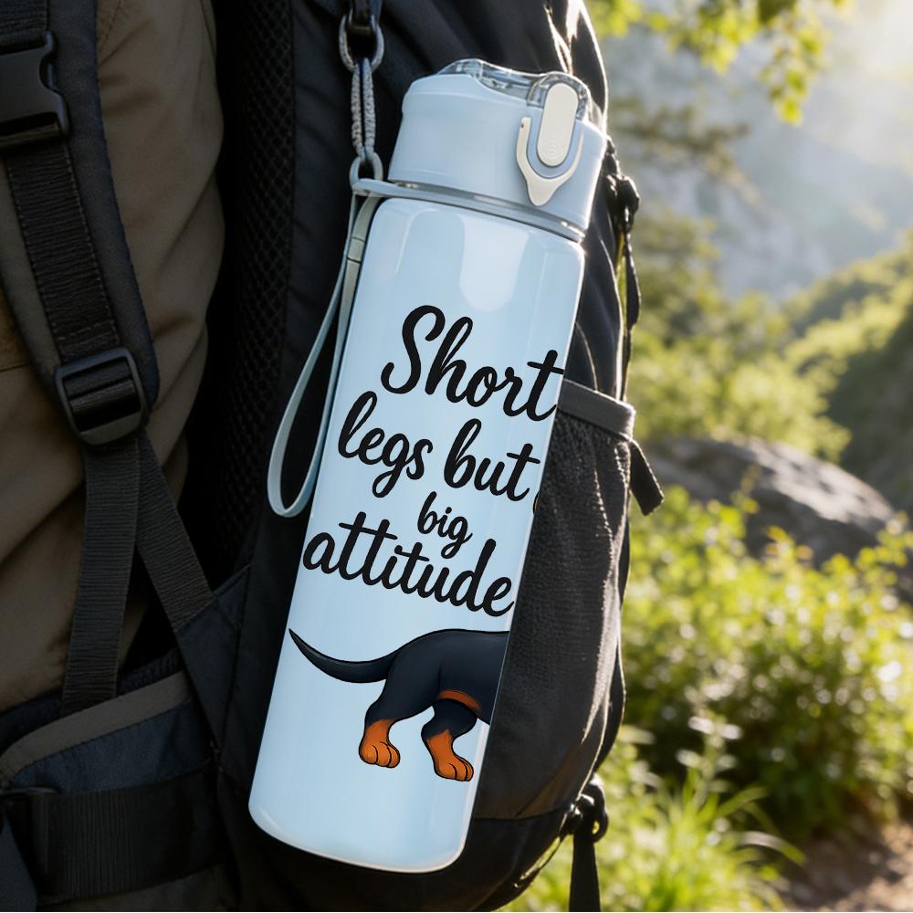 1PC Dachshund Attitude Quote Text 750ml Color Plastic Sports Water Bottle Leakproof Flip Straw Lid For Sports Office Home Use