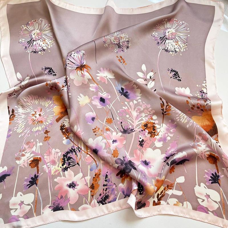 Luxury Design Print Silk Square Scarf Women Soft Satin Horse Hairband Neckerchief Office Hijab Headband Foulard Bag Ribbons Gift