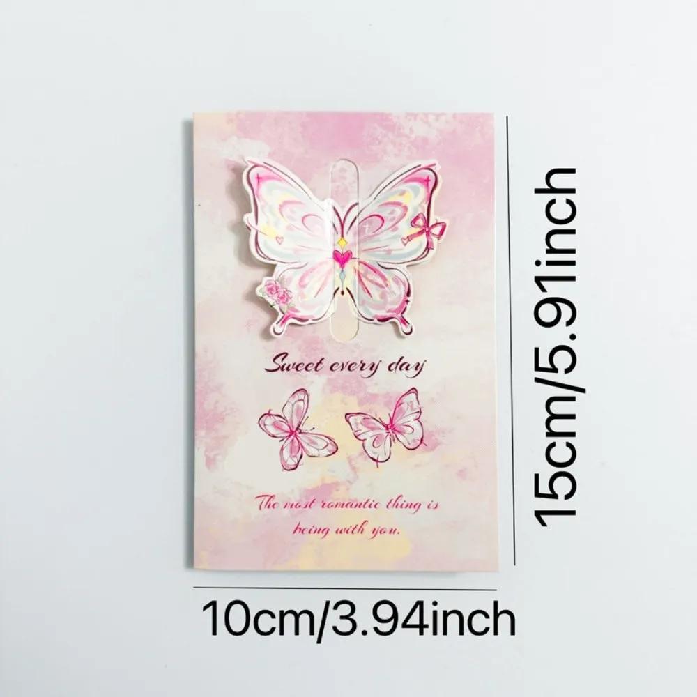 Handmade 3D Butterfly Greeting Card with Envelope Creative Blessing Card Beautiful Design Romantic Folding Greeting Card розовый