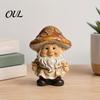 Decorative Lawn Dwarf for Yard Mushroom Cap Gnome Statue, Resin Garden Figurine, Retro Durable Accent Cute Sculpture Patio Indoor Table Decoration