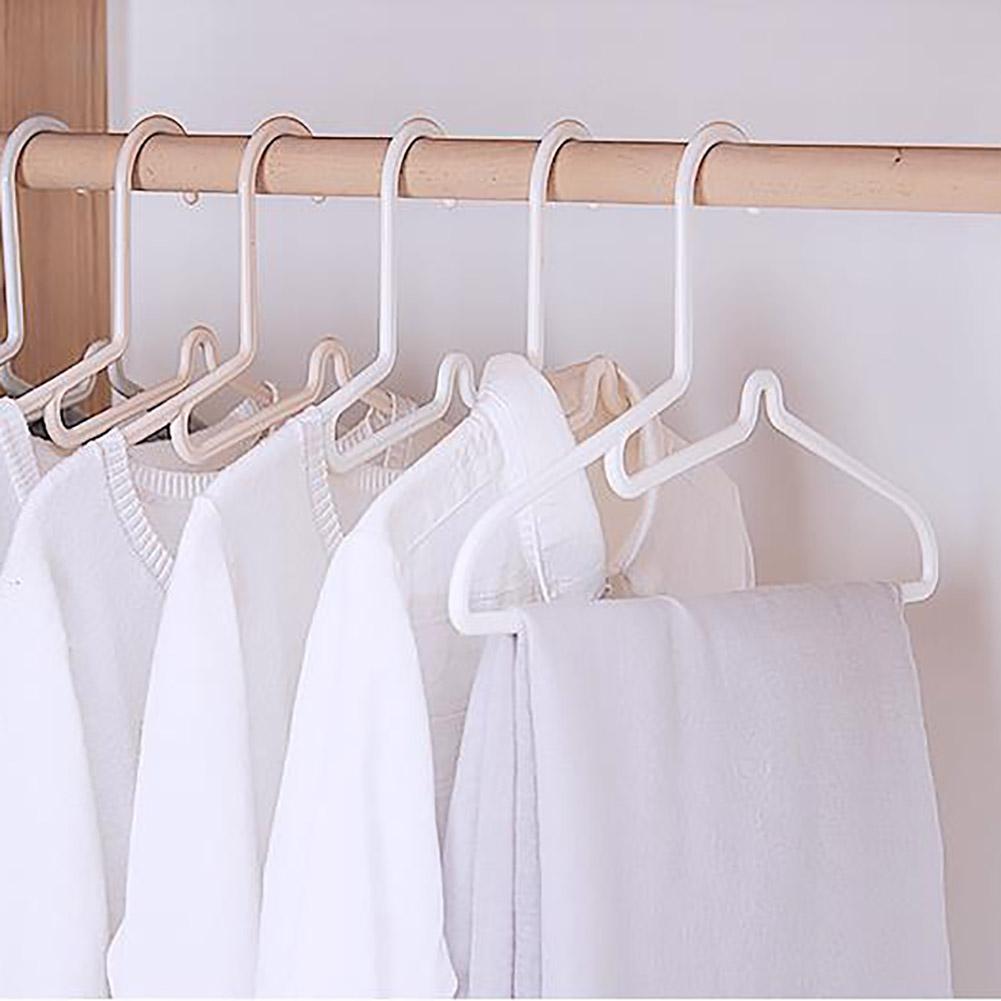 10Pcs Plastic Hangers Space Saving Clothes Hangers Scarf&Tie Bar(Apricot)