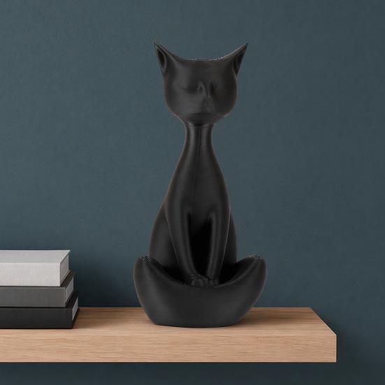 Soft Decoration Cat Statue 3D Printed Meditating Figurine, Modern Abstract Sculpture with Cross-Legged Pose, Collectible Art Piece Minimalist