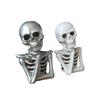 2 Pcs Gothic Skeleton Figurine Creepy Halloween Skull Statue Realistic Resin Tabletop Ornament for Home Office Bookshelf Indoor Decoration