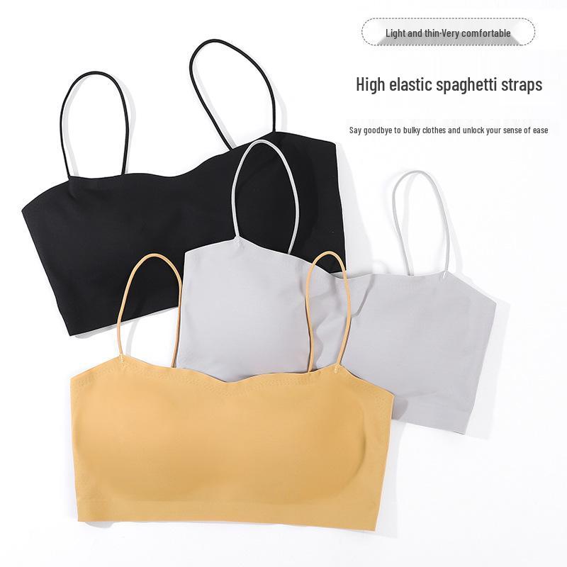 Hot Sale Women's Seamless Wire-Free Push-Up Bandeau Bra with Thin Straps & Beautiful Back Design