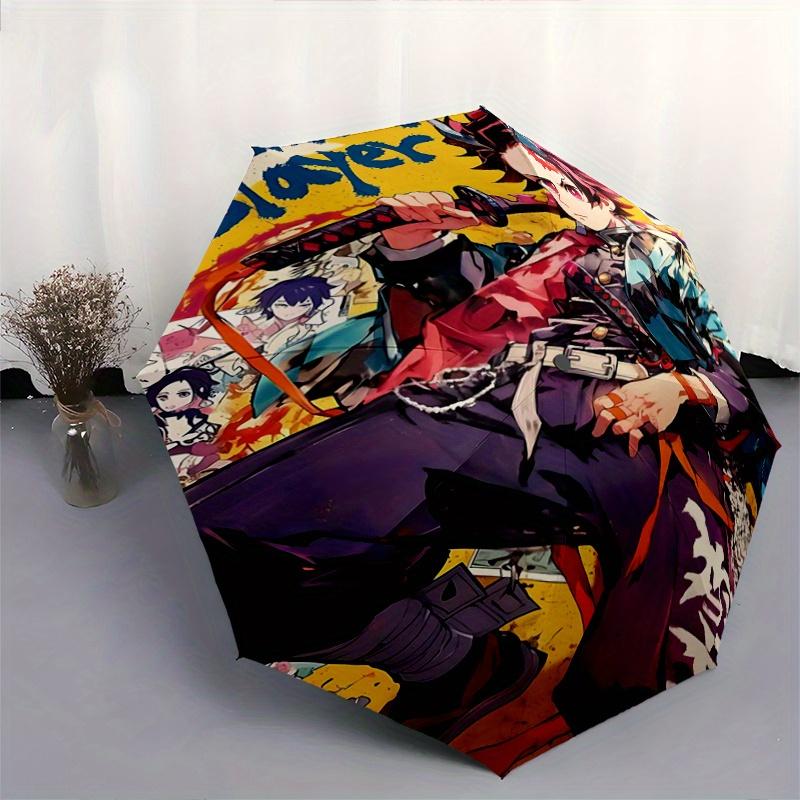 1pc Demon Slayer Pattern Automatic Umbrella is Fashionable and Good-Looking, Suitable for Travel and Daily Use.Y029