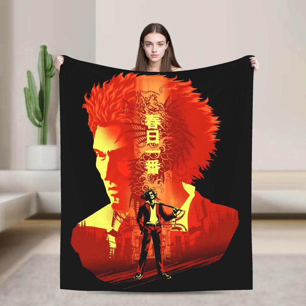 Yakuza Ichiban Blanket Flannel Decoration Like a Dragon Game Multifunction Warm Throw Blanket for Bed Travel Bedspreads