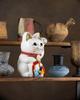 Lucky Cat Mount Fuji Left Paw Raised Ceramic Lucky Cat Fujiyama Auspicious Feng Shui Ornament Offering Box (M-SIZE White) / _ Maneki-neko (fj_M White)