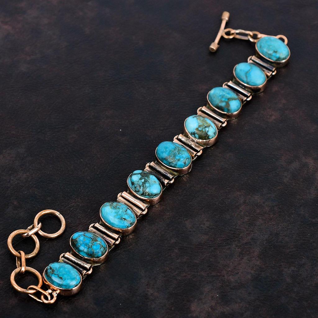 Tibetanischer Türkis Armband Kupfer verstellbare Kettenarmband handgefertigter Schmuck Natursteinarmband fantastischer Kupferschmuck Geschenke für Ehefrau