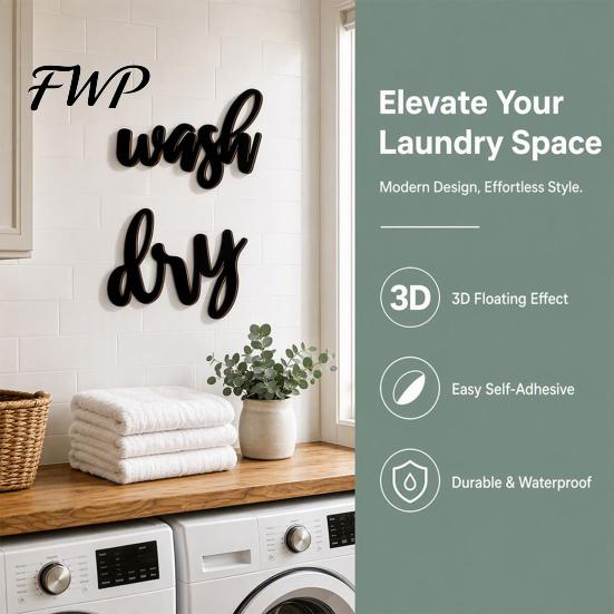 Minimalist Home Decoration Wooden Letters Wall Stickers, Self-Adhesive Art Decor, Retro 3D for English Words Stickers Living Room Bedroom Nursery