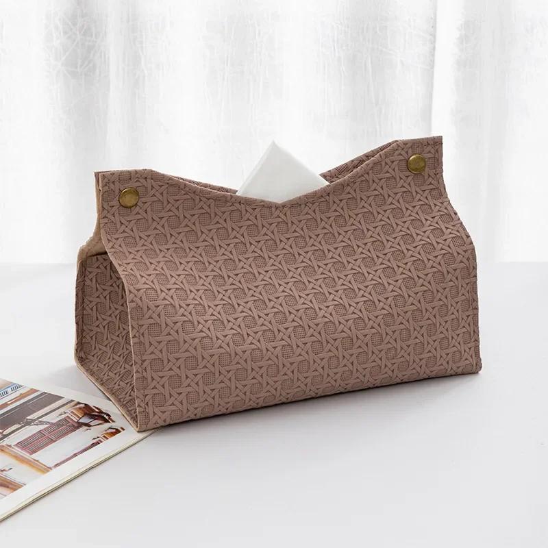 Coffee Table PU Leather Tissue Box Nordic Explosion-style Household Living Room Simple Plain Paper Box