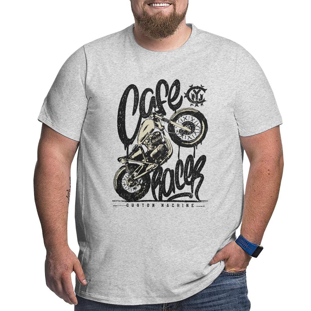 Happiness Cafe Racer Vintage Motorcycle T Shirts Cotton T-Shirts Big Tall Tee Clothes Plus Size Big Size Large 4XL 5XL 6XL