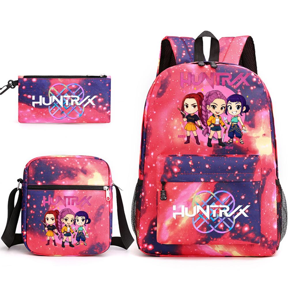 3Pcs/set Anime Printed Backpack with Shoulder Bag Pencil Case for Teenager Student Boy Girl SchoolBag Large Capacity Waterproof Bookbag Kid Gift