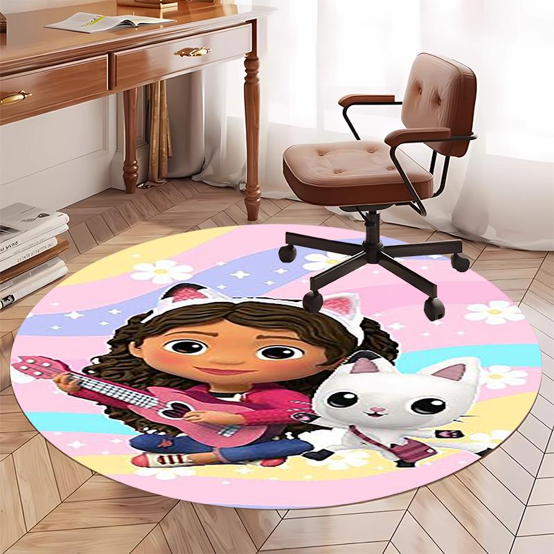 Gabby's Poppenhuis Bedrukte Ronde Vloerkleed Tapijt Stoelkleed Gebiedskleed Entree Deurmatten, voor Kantoorstoel Woonkamer Slaapkamer Keuken.