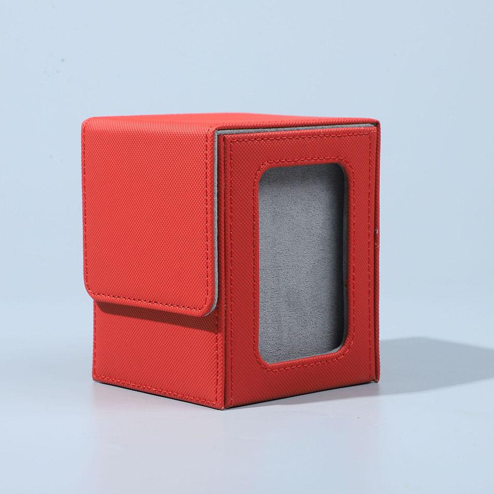 Magnetic Closure PU Card Deck Box with Transparent Window, Moisture-Proof Stain Resistant Trading Card Storage Box with Lid