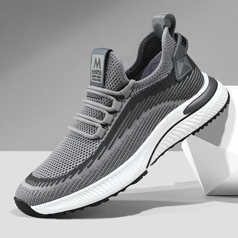 Fashion Men Casual Sneakers Breathable Lace Up Sports Shoes Male Autumn Running Shoes Mesh Comfortable Soft Sole Non Slip Mens Shoes