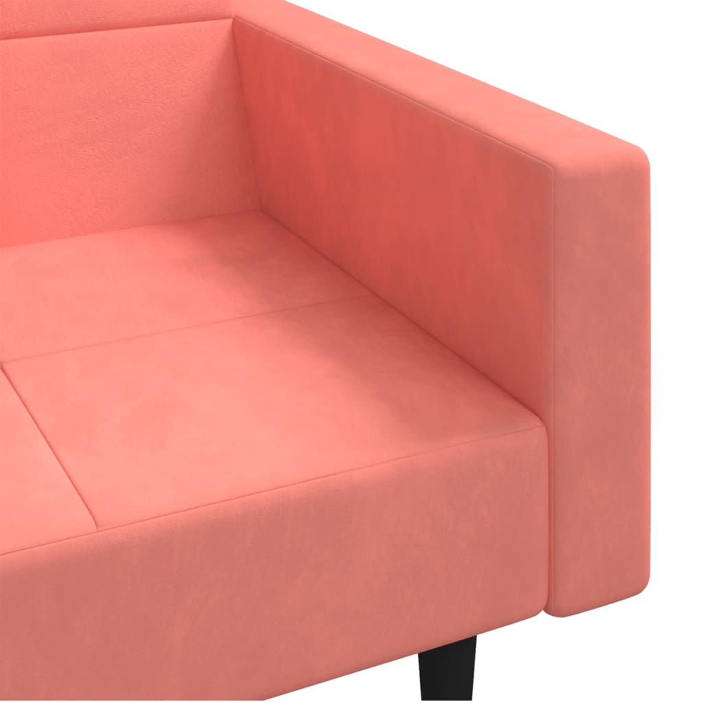 2 Seater Sofa Bed with 2 Pillows Pink Velvet