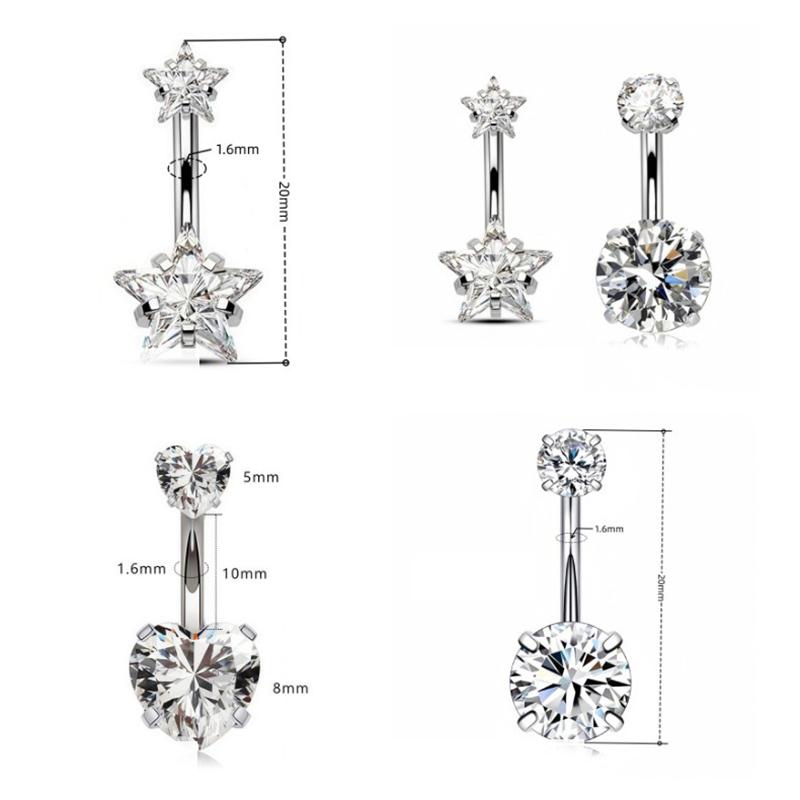 Sexy Belly Navel Piercing Stainless Steel  Heart Belly Button Ring For Women Girls Belly Piercing Ring Body Jewelry