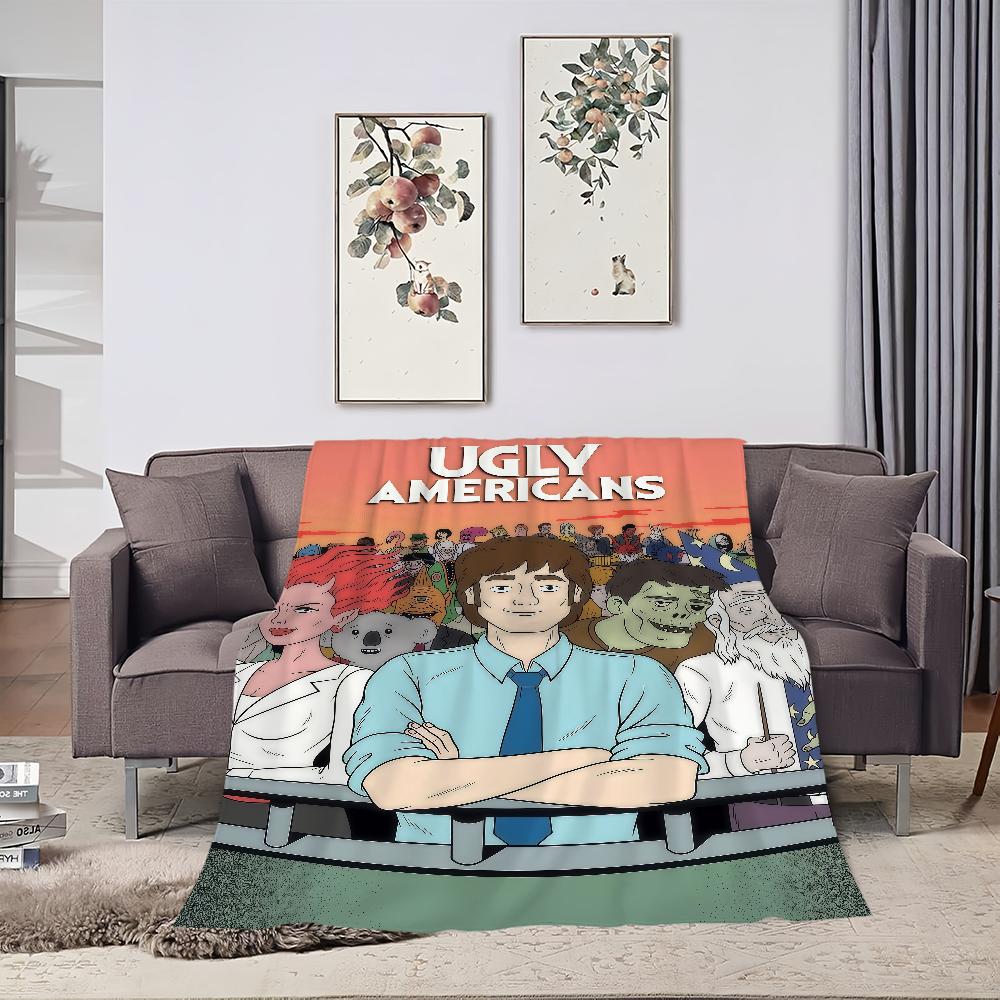 Cartoon TV U Ugly A Ameri cansS Blanket For Soft Throw Blanket for Picnic Bed Sofa Home Bedroom Cozy Warm Comfortable