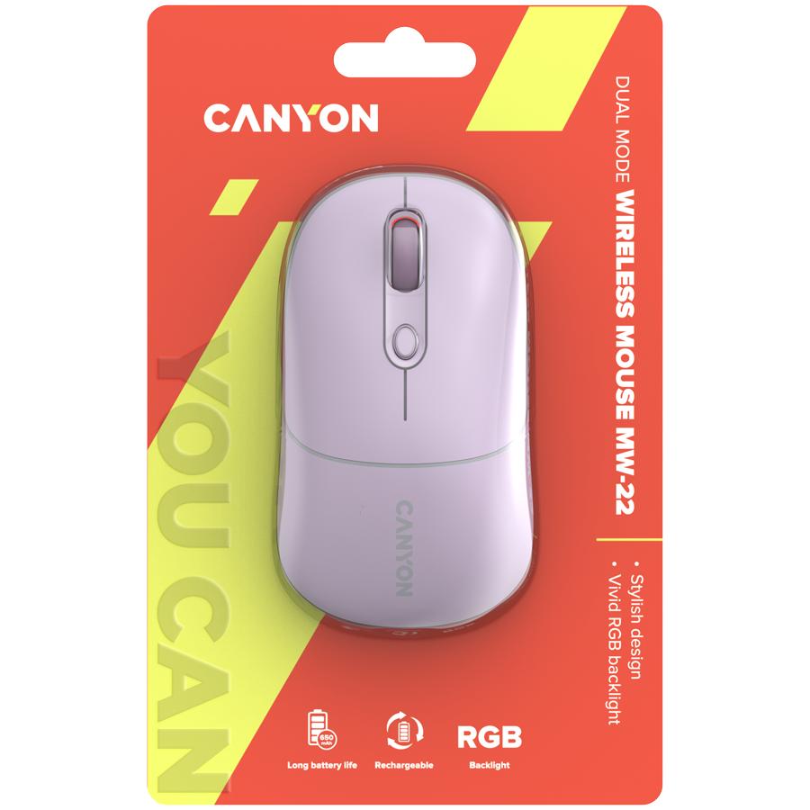 CANYON MW-22 2-in-1 Wireless Mouse RGB Pink