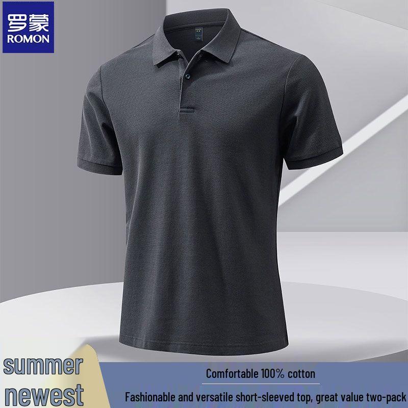 

ROMON Men s Breathable Mesh Cotton Polo Shirt M