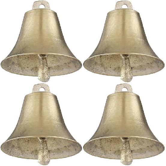 

4Pcs Copper Cow Sheep Bells - Loud Metal Grazing Bells for Livestock Pets and DIY Crafts 5.2x5.2cm золотистый