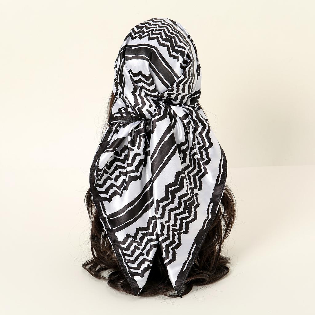 New Palestine Scarf Keffiyeh Women Printed Square Scarf Muslim Hijab Satin Silk Handkerchief Bandanna Muffler Headscarf Wraps