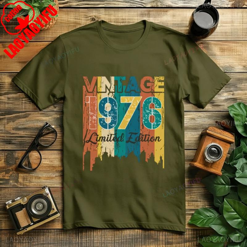 Vintage 1976 Shirt 48th Birthday Gifts For Unisex Wounisex Commuter Tee Hipster Street Fashion Casual Style Tops Tee Graphic T Shirts